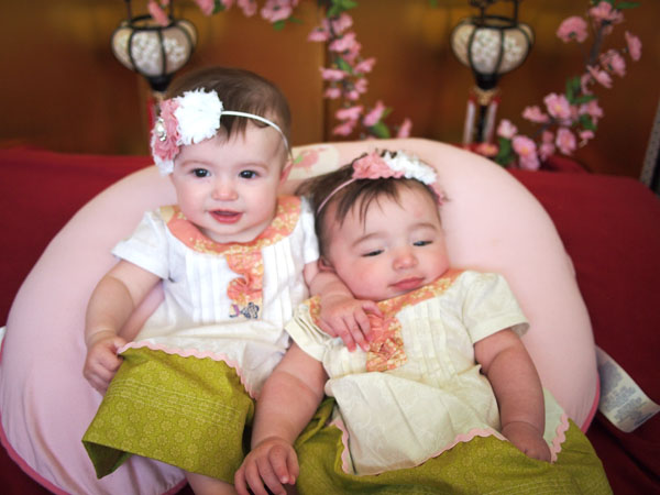 Happy Hinamatsuri Twin Baby Dresses