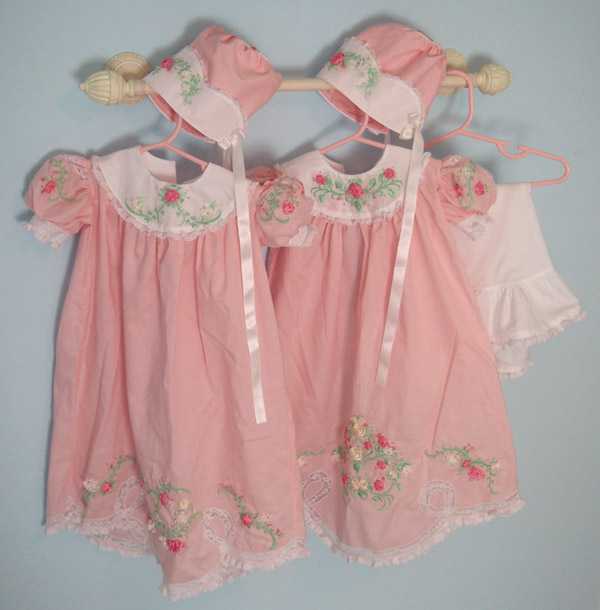 Twin Heirloom Ribbon Embroidery Baby Dresses